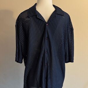 VINTAGE 90's POP ICON Navy Blue Textured Shirt